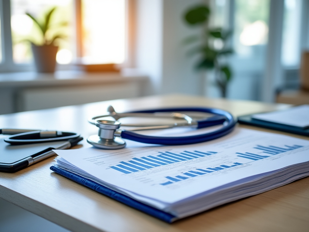 Documents médicaux sur un bureau dans un cabinet médical