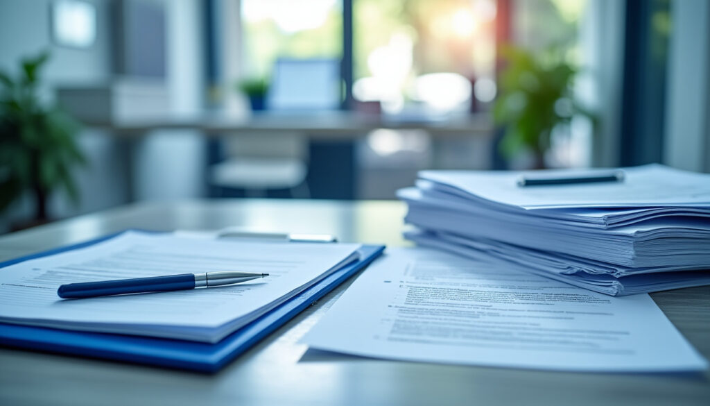 Accueil d'un cabinet médical avec documents patients