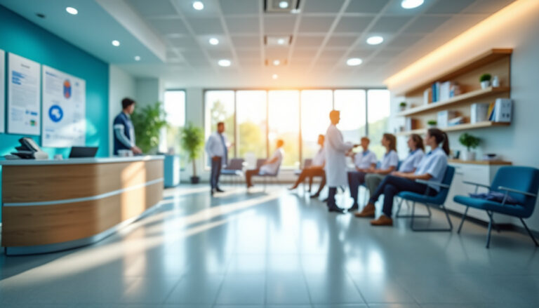 Accueil dans un cabinet médical français, ambiance calme et professionnelle