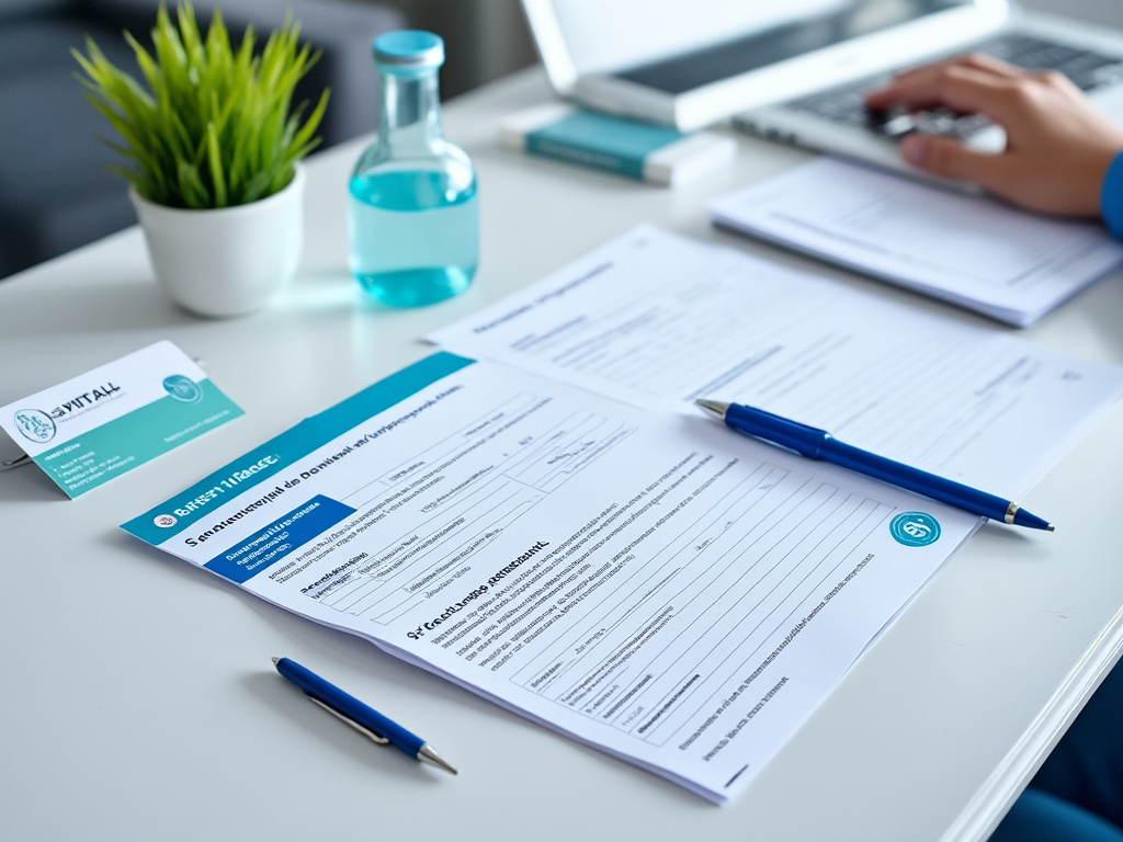 Documents administratifs santé avec carte Vitale et formulaire