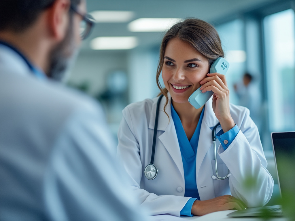 Secrétaire médicale prenant un rendez-vous par téléphone